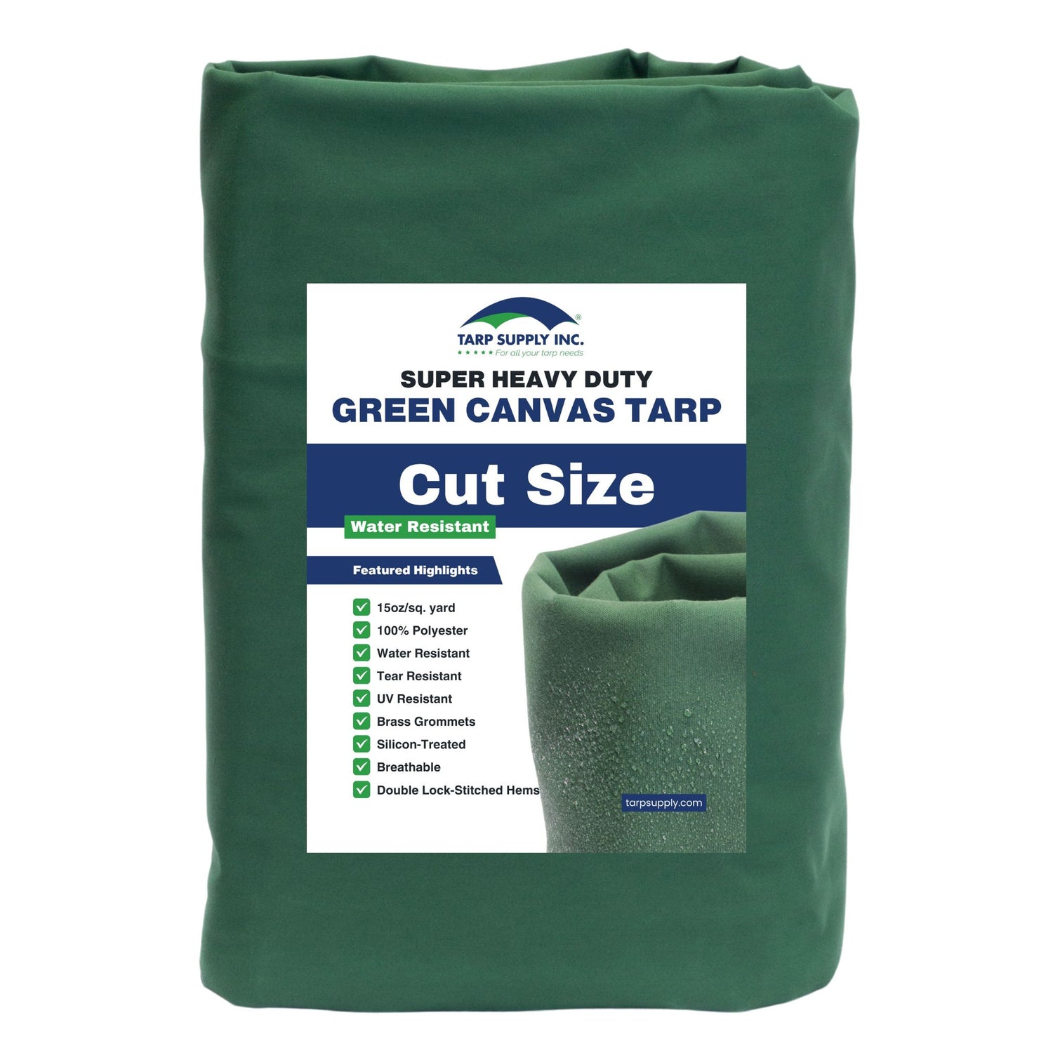 15'x30' Green Polyester Canvas Tarp