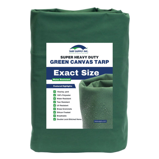 10'x18' Green Polyester Canvas Tarp [EXACT SIZE Special]