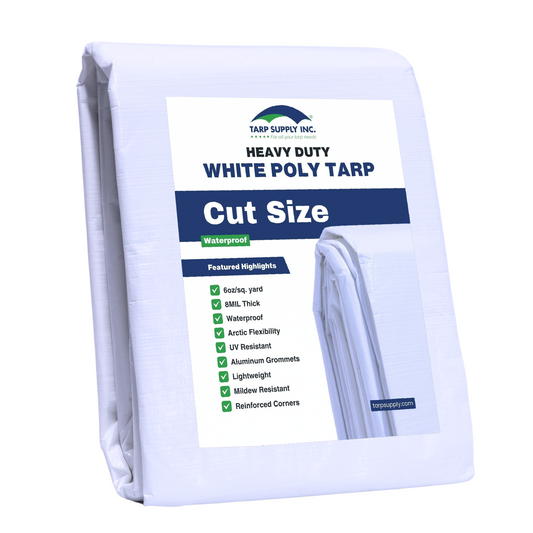 8'x20' Heavy Duty White Poly Tarp