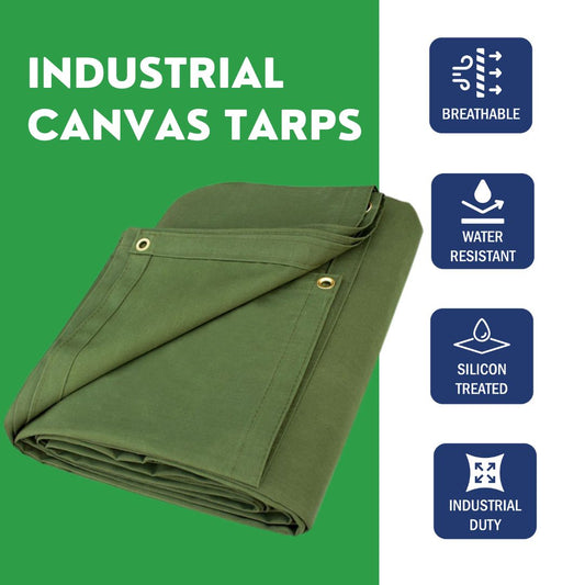 5'x7' Green Polyester Canvas Tarp [EXACT SIZE Special]