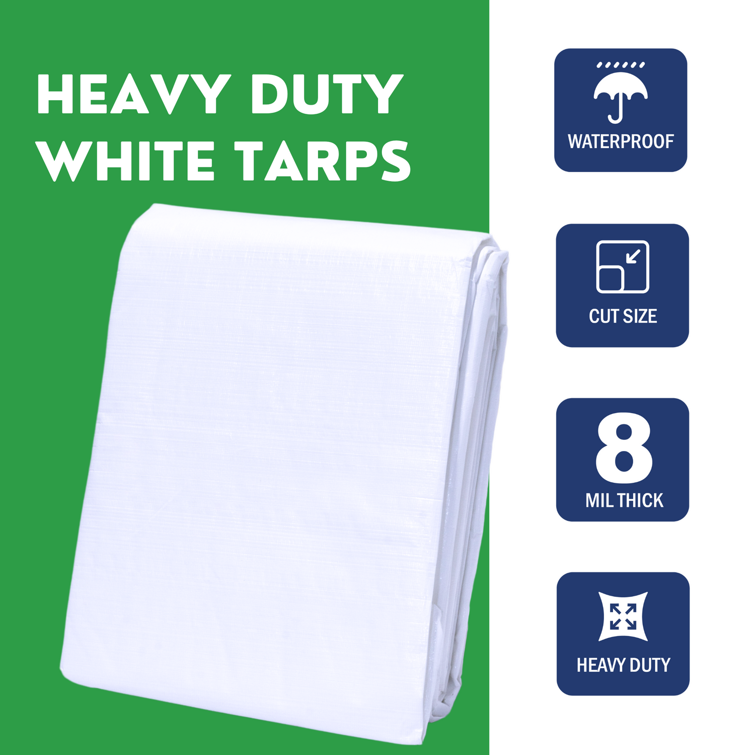 6'x8' Heavy Duty White Poly Tarp