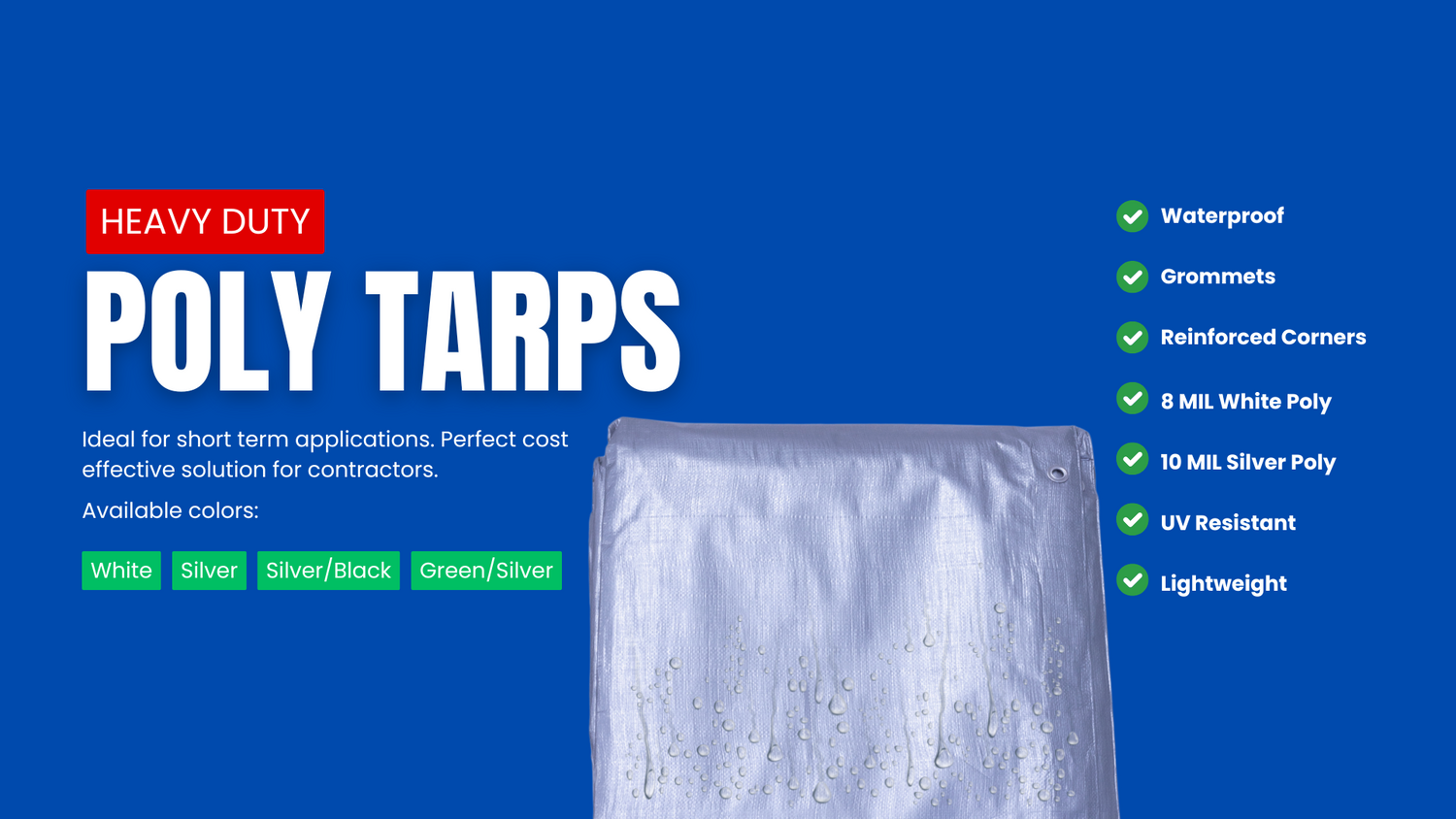 10'x10' Heavy Duty White Poly Tarp