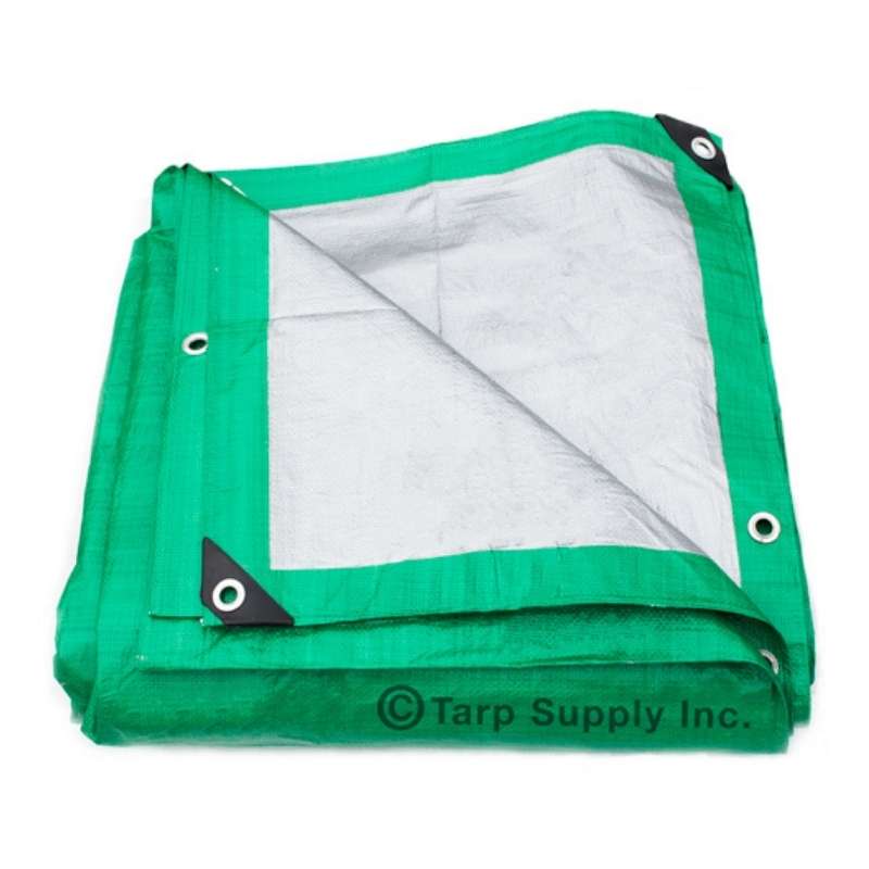 6'x8' Heavy Duty Light Green/Silver Poly Tarp