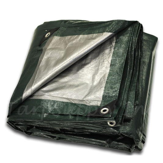 20'x35' Green/Silver Poly Tarps - Case of 2 Tarps